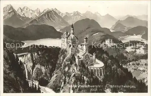 Fuessen Allgaeu Schloss Neuschwanstein und Hohenschwangau Kat. Fuessen