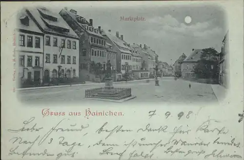 Hainichen Sachsen Marktplatz Saeule x / Hainichen Sachsen /Mittelsachsen LKR