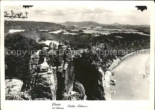 Bastei Saechsische Schweiz mit Ellbogen Panorama Kat. Rathen Sachsen