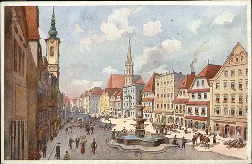 Steyr Enns Oberoesterreich Hauptplatz Kuenstlerkarte / Steyr /Steyr-Kirchdorf