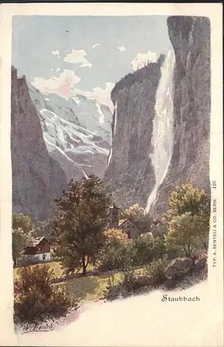 Lauterbrunnen BE Teilansicht Staubbach / Lauterbrunnen /Bz. Interlaken