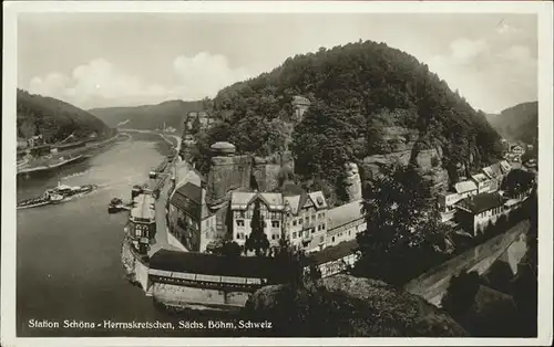 Schoena Elbe  Herrnskretschen / Reinhardtsdorf-Schoena /Saechsische Schweiz-Osterzgebirge LKR