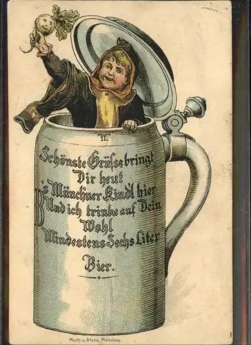 Muenchner Kindl Bierkrug Kat. Werbung