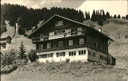 wz55737 Hirschegg Kleinwalsertal Vorarlberg Pension Schuster Cafe Kategorie. Mittelberg Alte Ansichtskarten