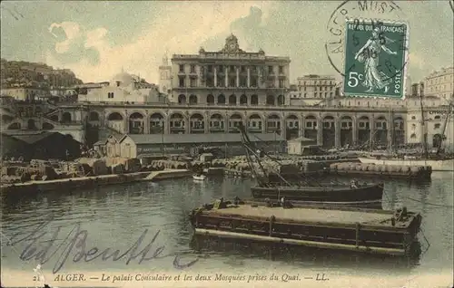 Alger Algerien Palais Consulaire et les deux Mosquees prises du Quai Boot / Algier Algerien /