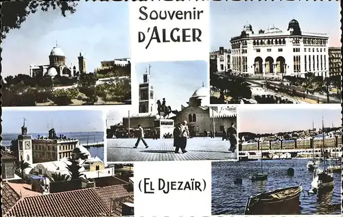 Alger Algerien Notre Dame d Afrique La Grande Poste Le Palais Consulaire et la Mosquee Boulevard de la Republique Place du Gouvernement Reiterdenkmal / Algier Algerien /