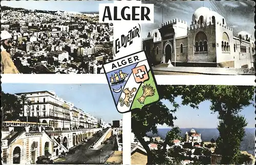 Alger Algerien Vue generale prise du Boulevard Bru La Medersa Boulevard de la Republique Notre Dame d Afrique Wappen / Algier Algerien /