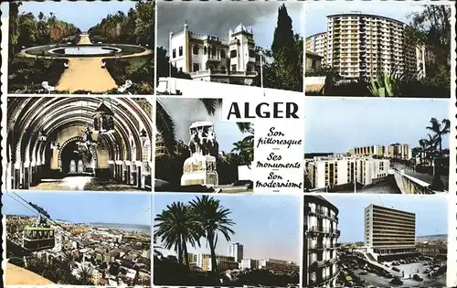 Alger Algerien Jardin essai Villa Sesini Hydra La "Petite Residence" Palais d Ete Salle des Fetes Monument aux Morts Diar El Mahcoul Le Teleferique "Mauretania" Aerogare d Air France Kriegerdenkmal / Algier Algerien /