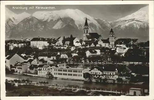 Krainburg Kranj Ortsansicht mit Kirche Karawanken Kat. Slowenien