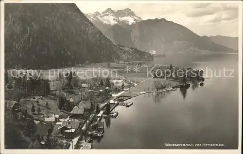 Weissenbach Attersee Teilansicht mit Alpenpanorama Kat. Oesterreich