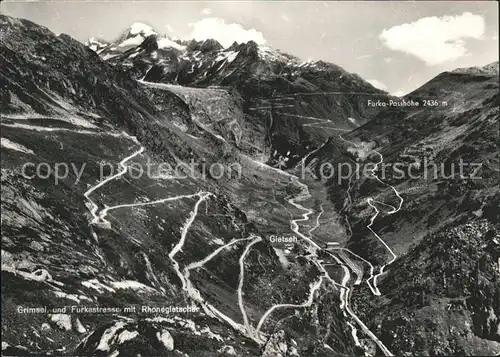 Grimsel Pass Grimsel und Furkastrasse mit Rhonegletscher / Grimsel /Rg. Innertkirchen