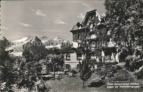 Hohfluh Bruenig BE Hotel Schweizerhof mit Wetterhorngruppe Kat. Bruenig