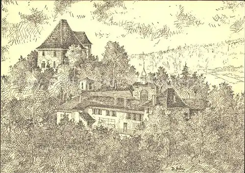 Aargau Kanton Schloss Liebegg Kuenstlerkarte Zeichnung Kat. Aarau
