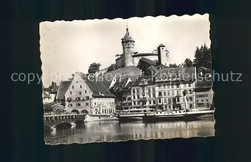 Schaffhausen SH Rheinpartie mit Festung Munot Wahrzeichen Rheinbruecke Kat. Schaffhausen