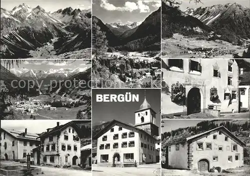 Berguen Bravuogn GR Panorama mit Teilansichten Roemerhof Dorfbrunnen Kat. Berguen