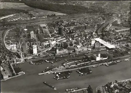 Basel BS Rheinhafenanlagen Kleinhueningen Hafenbecken Fliegeraufnahme Kat. Basel