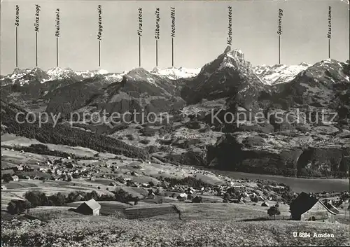 Amden SG Gesamtansicht mit Alpen Kat. Amden