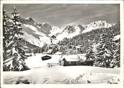 Arosa GR Dorfpartie mit Erzhorn Rothorn und Tschirpen Kat. Arosa