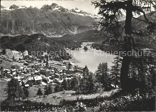 St Moritz GR Panorama gegen Piz Languard Moritzersee Kat. St Moritz