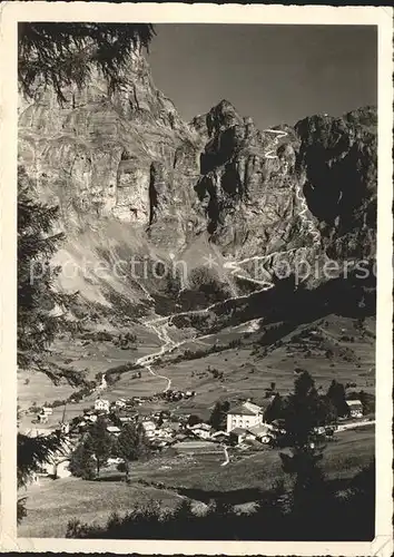 Leukerbad Panorama mit Gemmiweg Kat. Loeche les Bains