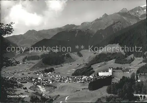 Disentis GR Gesamtansicht mit Kloster Alpenpanorama Kat. Disentis