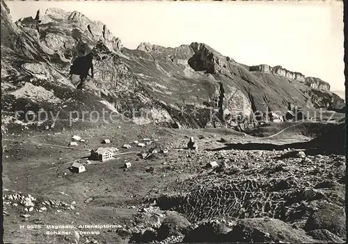 Meglisalp Altmann Saentis Berggasthaus Altenalptuerme Schaefler Ebenalp Appenzeller Alpen Kat. Altmann