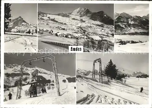 Amden SG Gesamtansicht Wintersportplatz Schlepplift Alpenpanorama Kat. Amden