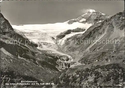 Berninabahn Alp Gruem Paluegletscher und Piz Palue Kat. Eisenbahn