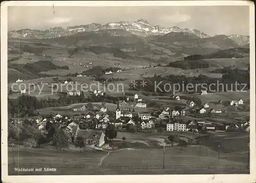 Waldstatt AR Panorama mit Saentiskette Appenzeller Alpen Kat. Waldstatt