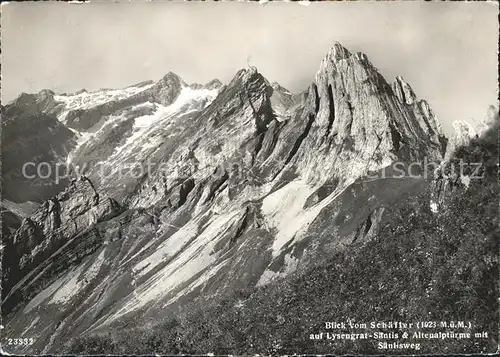 Saentis AR Blick vom Schaefler auf Lysengrat auf Saentis Kat. Saentis