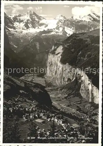 Wengen BE Lauterbrunnental Breit  und Tschingelhorn Kat. Wengen