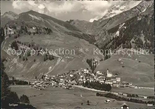 Spluegen GR Gesamtansicht mit Alpenpanorama Kat. Spluegen