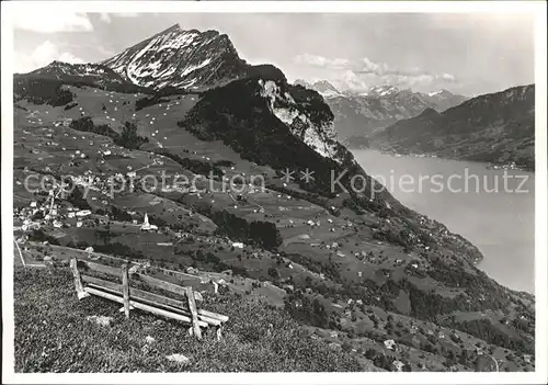 Amden SG Panorama mit Leistkamm und Walensee Kat. Amden