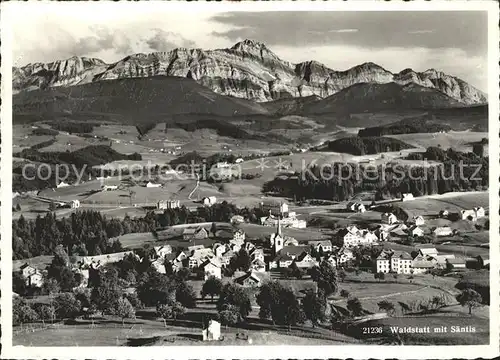 Waldstatt AR Panorama mit Saentiskette Appenzeller Alpen Kat. Waldstatt