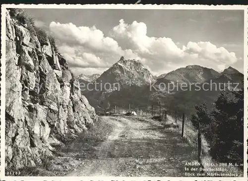 Amden SG In der Durchschlaege Blick zum Muertschenstock Kat. Amden