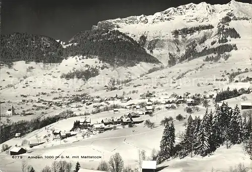 Amden SG Winterpanorama mit Mattstock Alpstein Kat. Amden