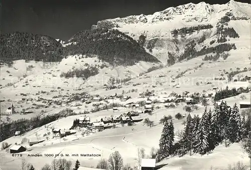 Amden SG Winterpanorama mit Mattstock Alpstein Kat. Amden