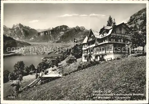 Amden SG Erholungsheim Bellevue Walensee Glarneralpen Alpenpanorama Kat. Amden