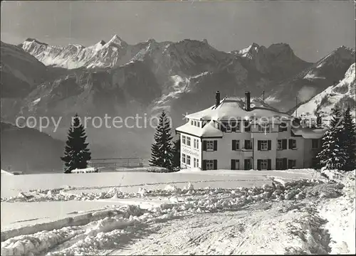 Amden SG Chrischonaheim Glarneralpen Winterpanorama Kat. Amden