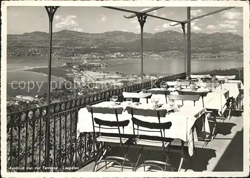 Luegeten Pfaeffikon SZ Blick von der Terrasse Kat. Pfaeffikon SZ