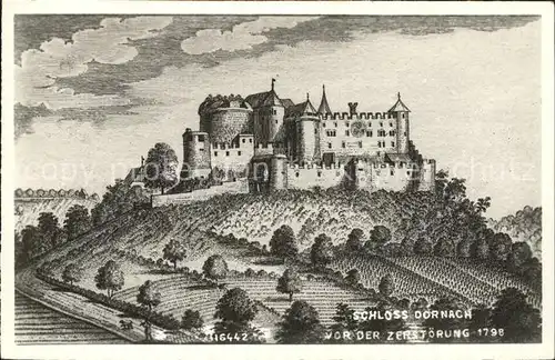 Dornach SO Schloss vor der Zerstoerung 1798 Kuenstlerkarte Kat. Dornach