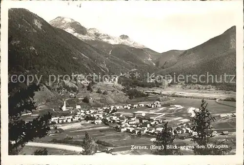 Zernez GR Panorama Blick gegen Ofenpass Kat. Zernez