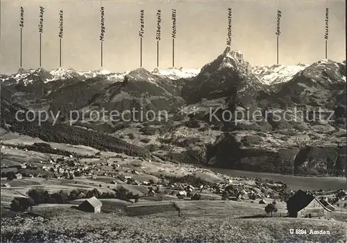 Amden SG Panorama mit Alpen Kat. Amden