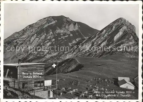 Joch Alp Berg und Skihaus mit Guergaletsch und Thaelifluh /  /Rg. Engelberg