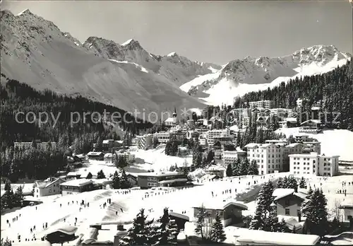 Arosa GR Skigebiet Obersee mit Dorf Kat. Arosa