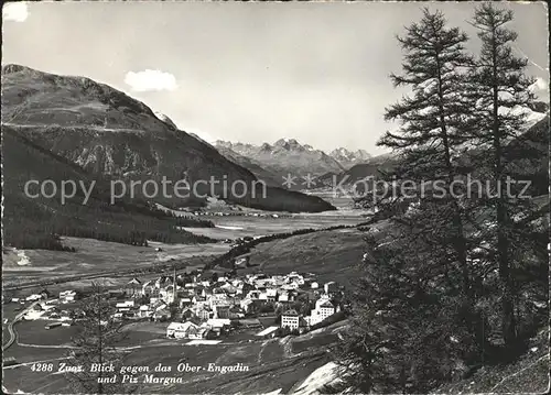 Zuoz GR Panorama Oberengadin und Piz Margna Kat. Zuoz