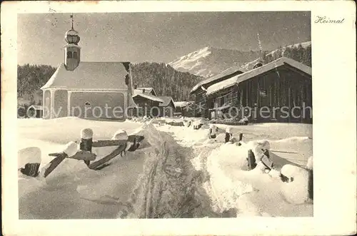 Laret Davos Ortsblick Kirche Winteridyll Kat. Davos