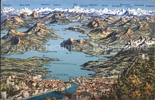 Vierwaldstaettersee SZ Panoramakarte Kat. Brunnen