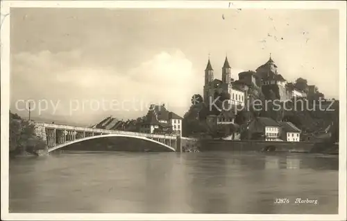 Aarburg AG Kirche Fluss und Bruecke Kat. Aarburg