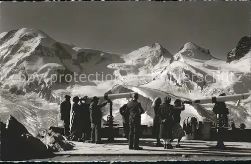 Zermatt VS Gornetgrat Aussichtspunkt Fernrohre Liskamm Castor Pollux Kat. Zermatt